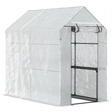 Gå i trädgårds växthus med 2- Tierhyllor 1,8 x 1,2 x 1,8 m vitt